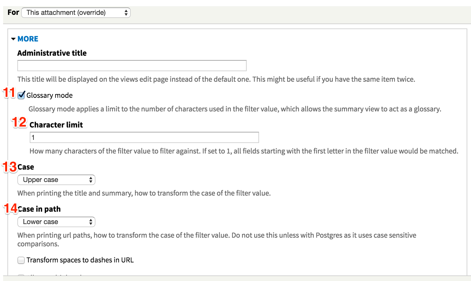 Screenshot for steps 11-14 of configuring the contextual filter.